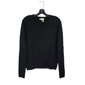 Duffy‎ V Neck Wool Cashmere Sweater Black Thumbholes Women's Small